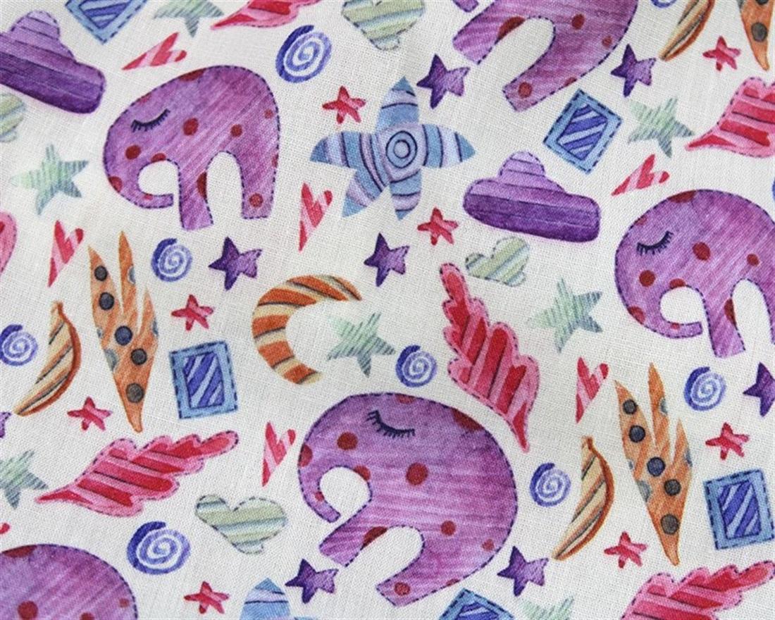 Cream MP Digital Polycotton Elephants A Charming Fabric