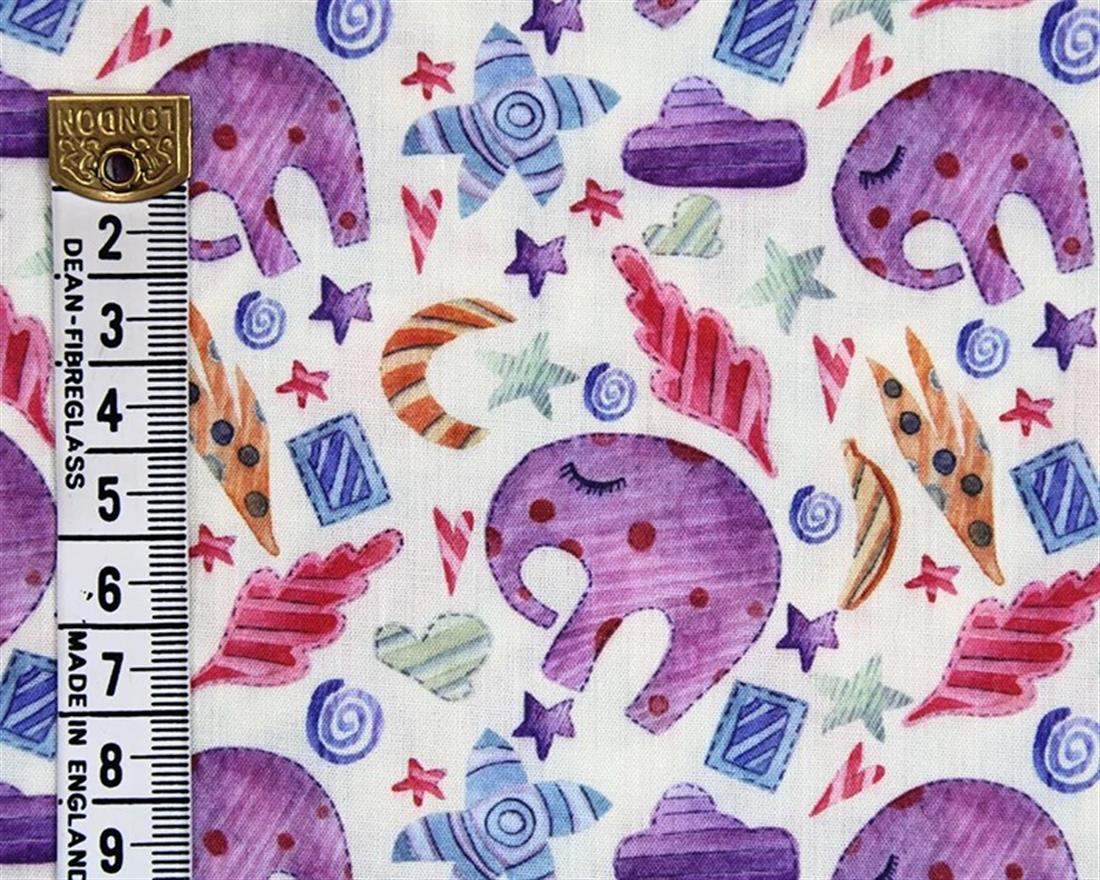 Cream MP Digital Polycotton Elephants A Charming Fabric