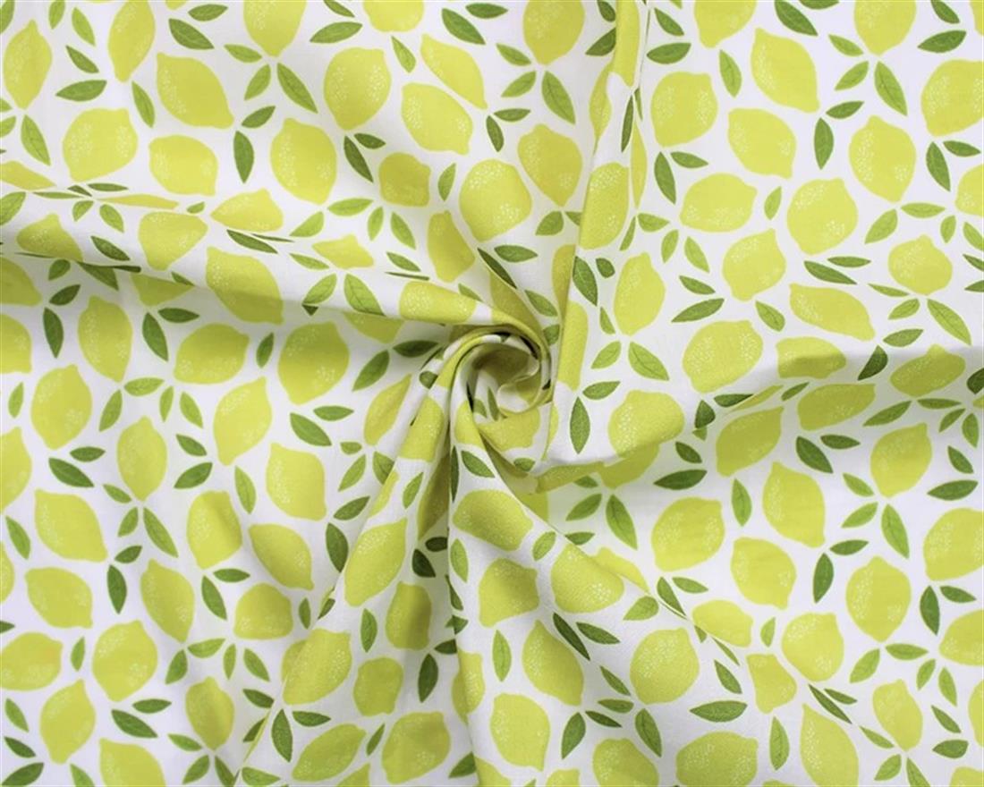 White MP Digital Polycotton Lemons A Bright Fabric