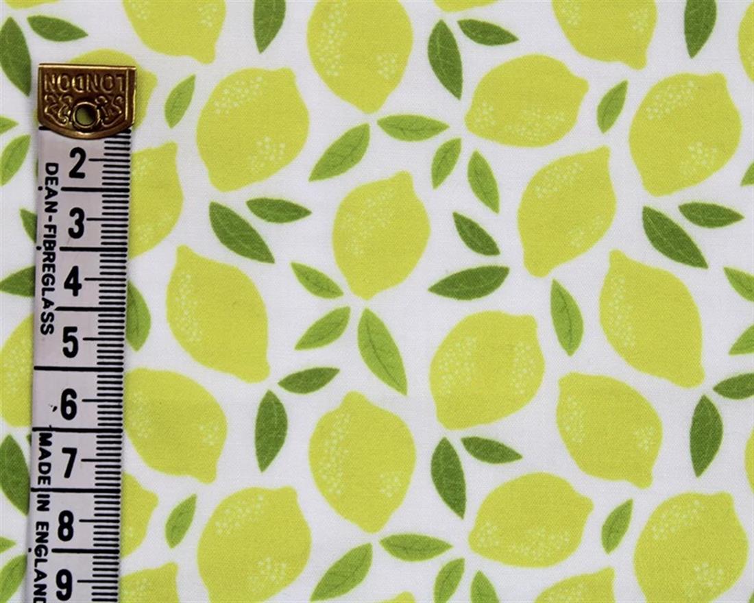 White MP Digital Polycotton Lemons A Bright Fabric
