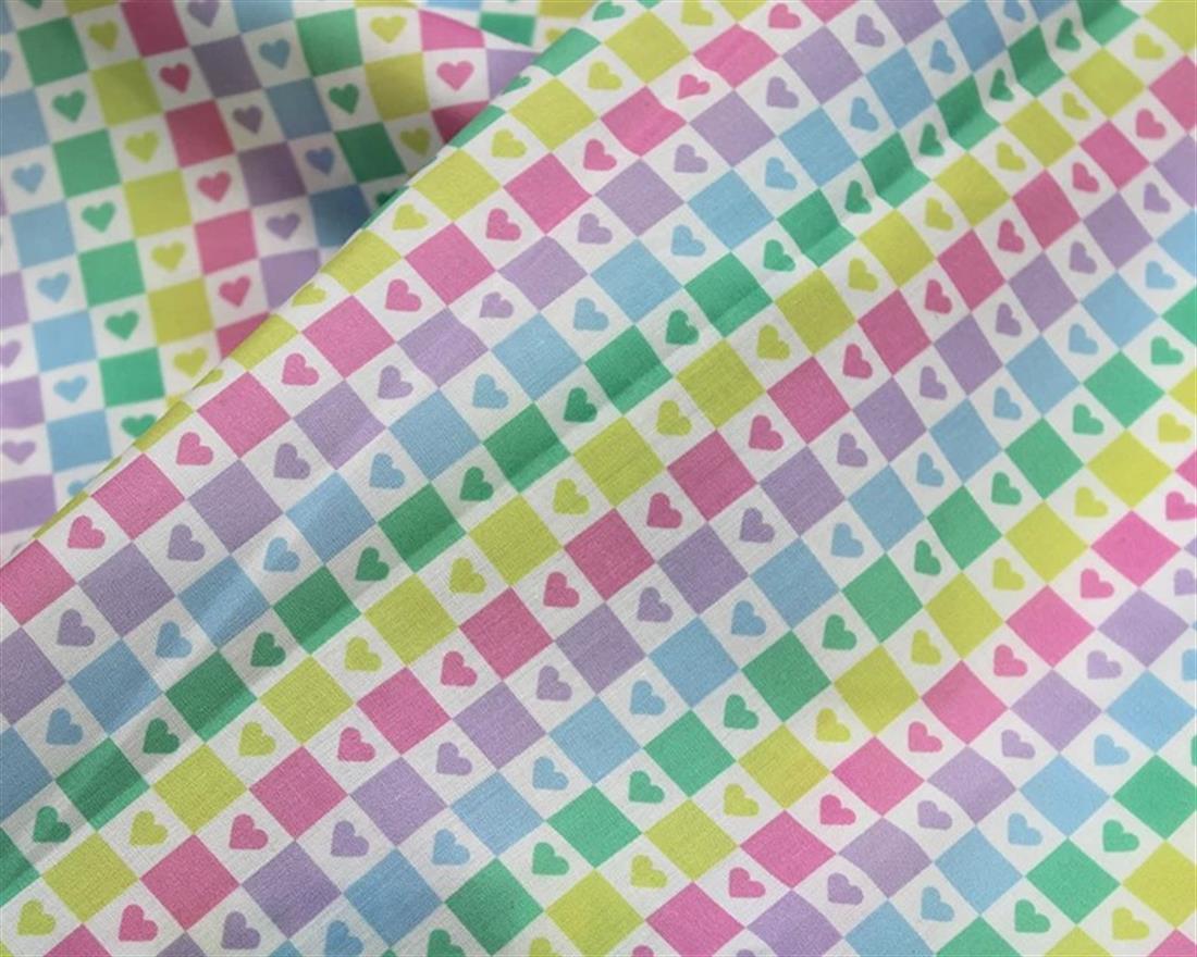White MP Digital Polycotton Love Checks A Playful Fabric