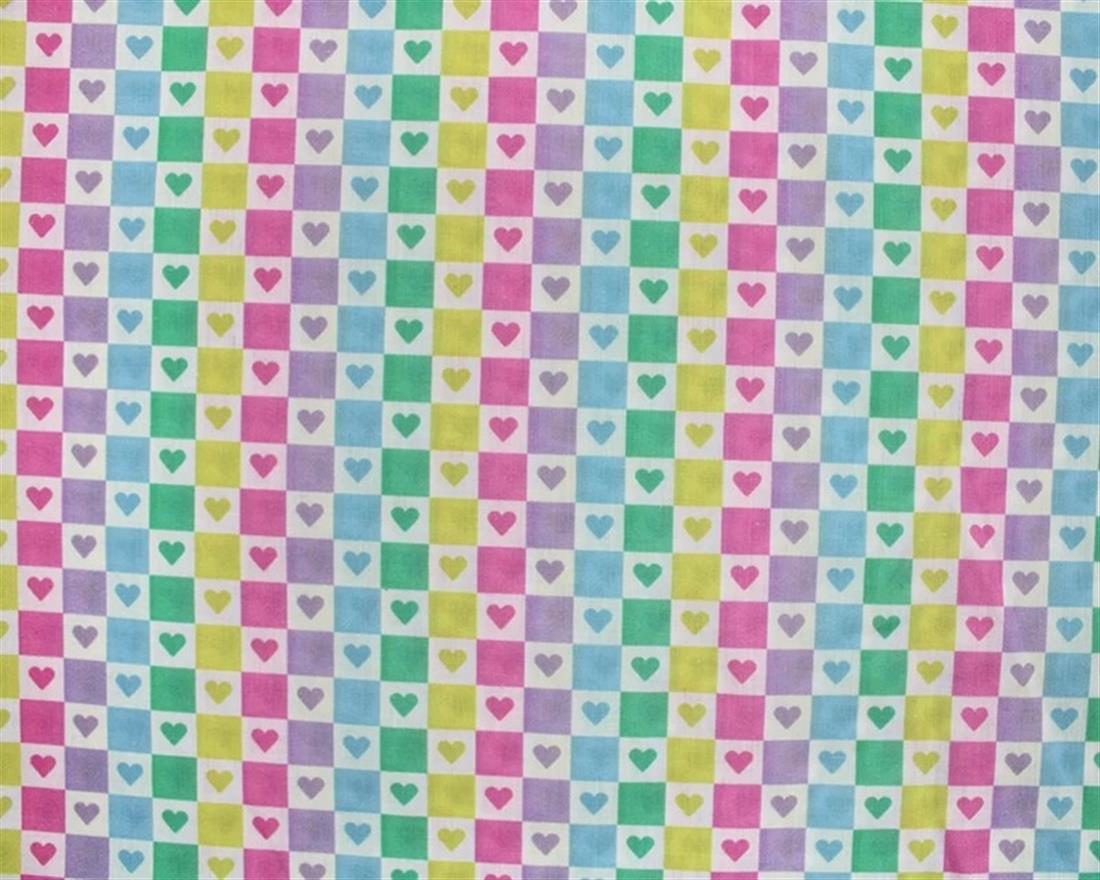White MP Digital Polycotton Love Checks A Playful Fabric
