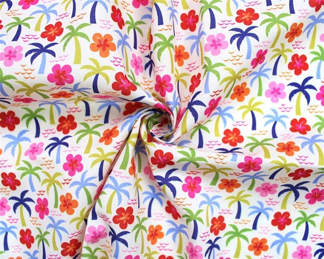 Cream MP Digital Polycotton Palms A Lightweight Fabric