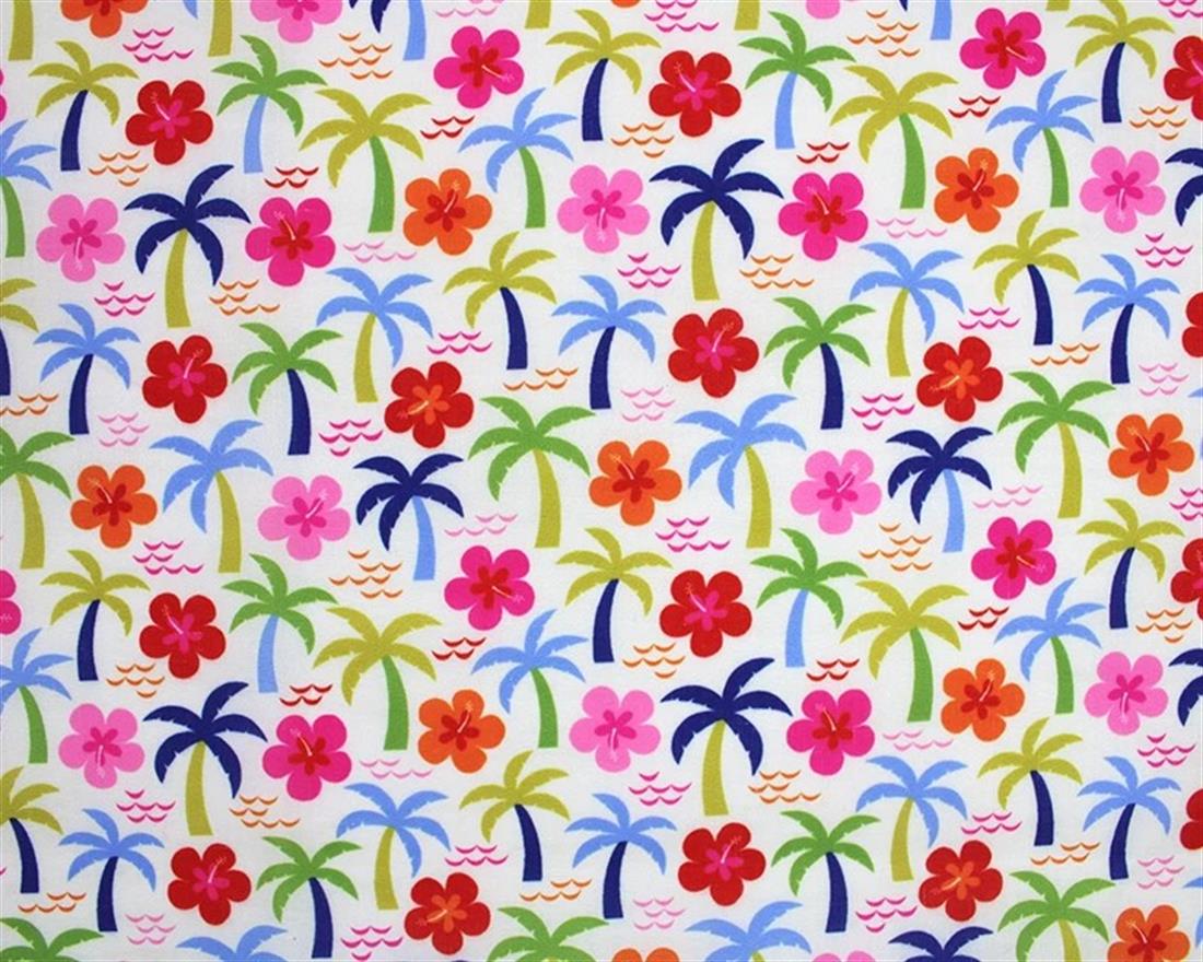 Cream MP Digital Polycotton Palms A Lightweight Fabric