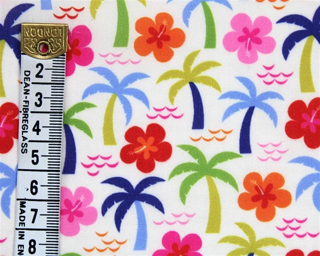 Cream MP Digital Polycotton Palms A Lightweight Fabric