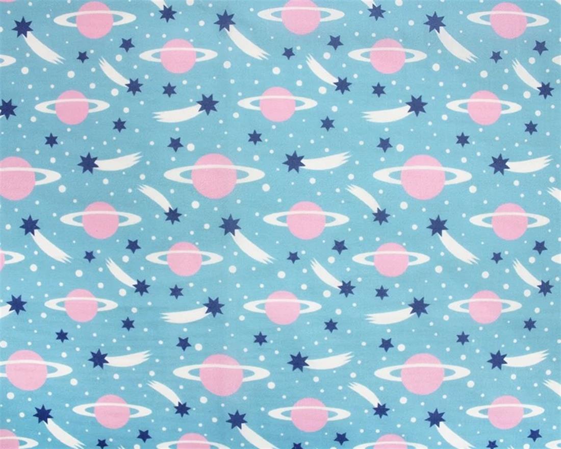 Blue MP Digital Polycotton Planets A Cosmic Fabric