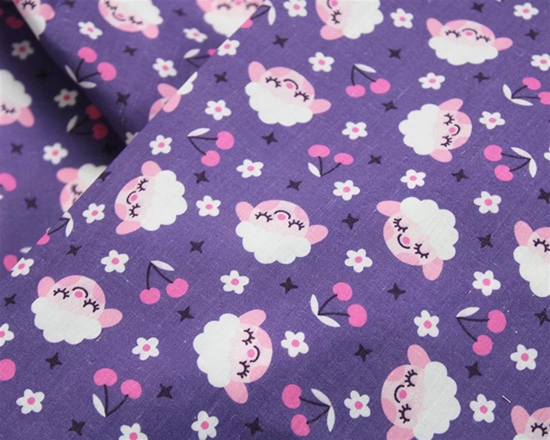 Purple MP Digital Polycotton Sheep A Soft Fabric