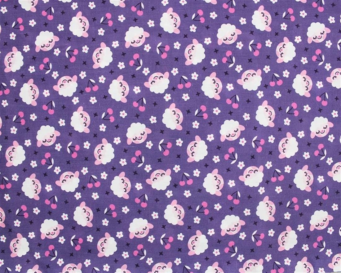 Purple MP Digital Polycotton Sheep A Soft Fabric
