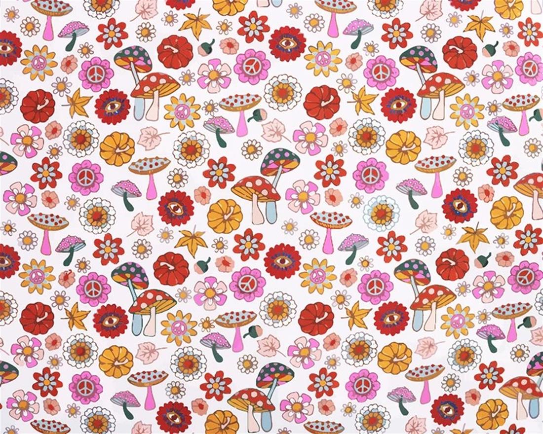 Pink MP Digital Polycotton Shrooms A Whimsical Fabric