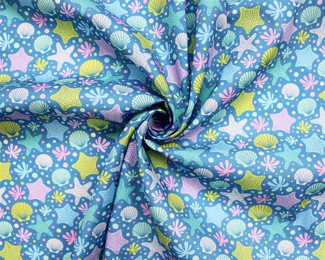 Blue MP Digital Polycotton Starfish A Durable Fabric