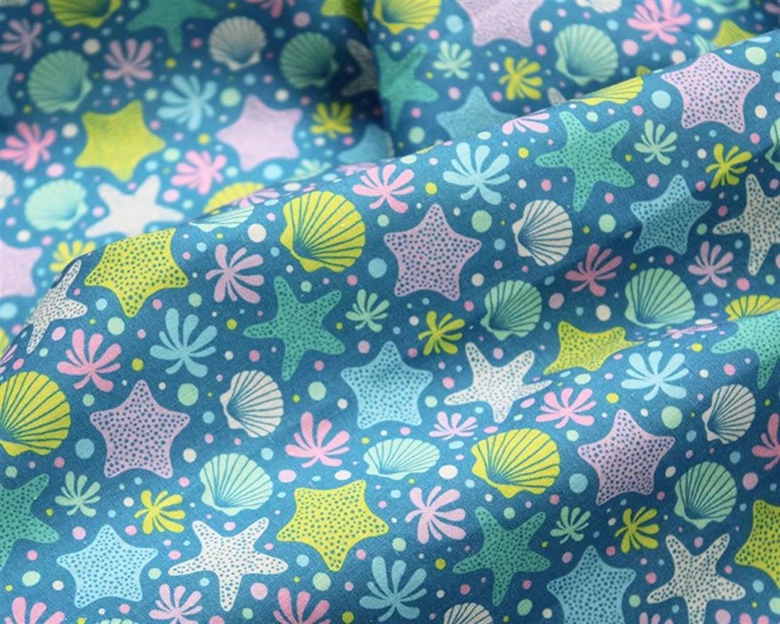 Blue MP Digital Polycotton Starfish A Durable Fabric