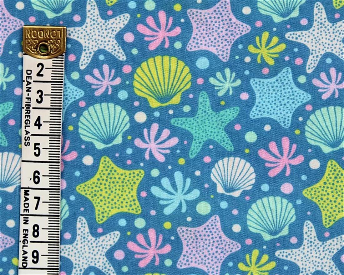 Blue MP Digital Polycotton Starfish A Durable Fabric