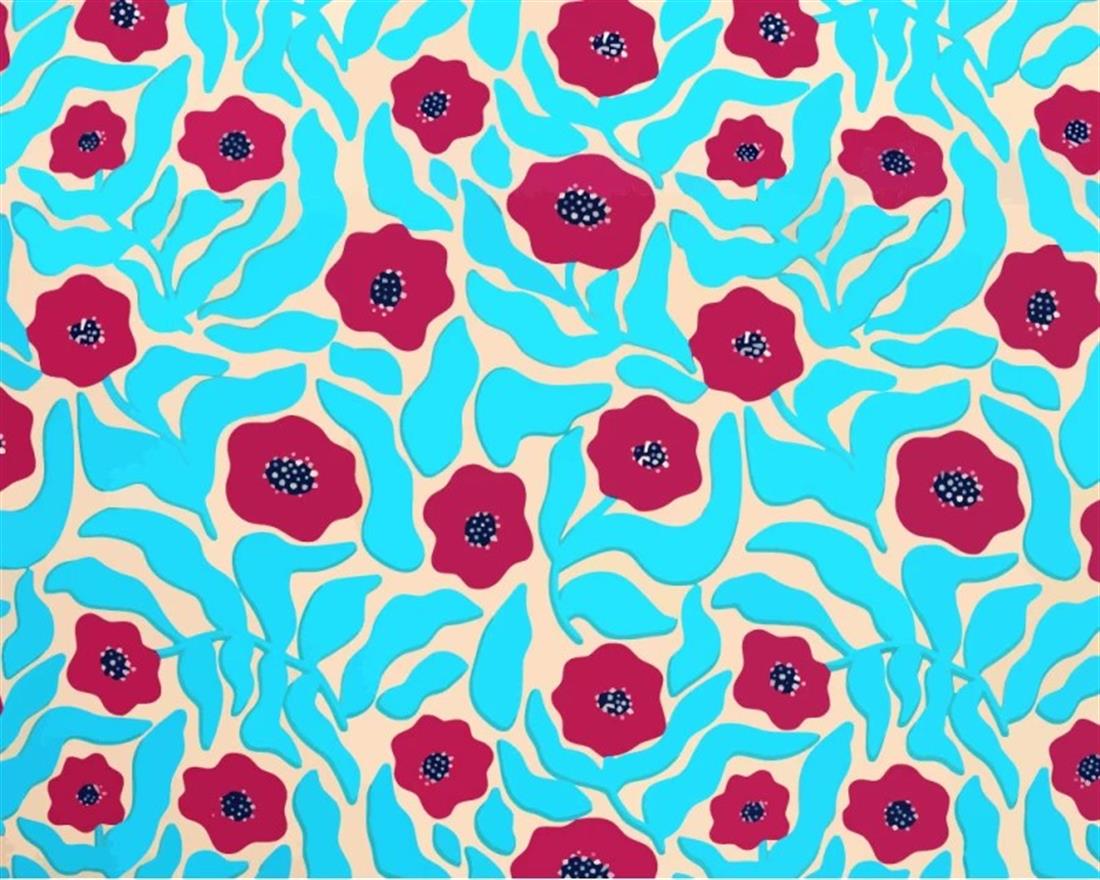 Mindy Polycotton Swirly Flowers Is a Vibrant Fabric