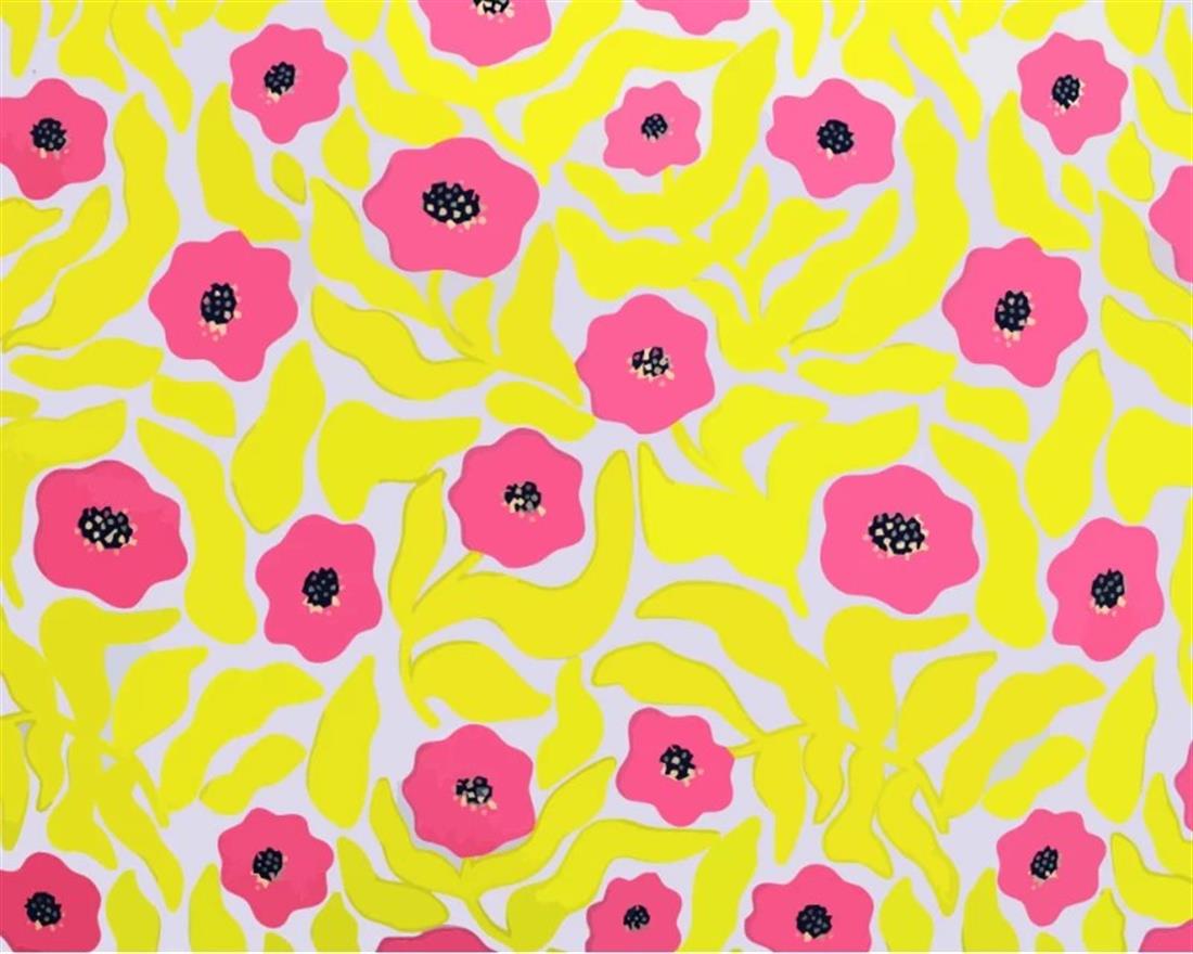 Mindy Polycotton Swirly Flowers Is a Vibrant Fabric