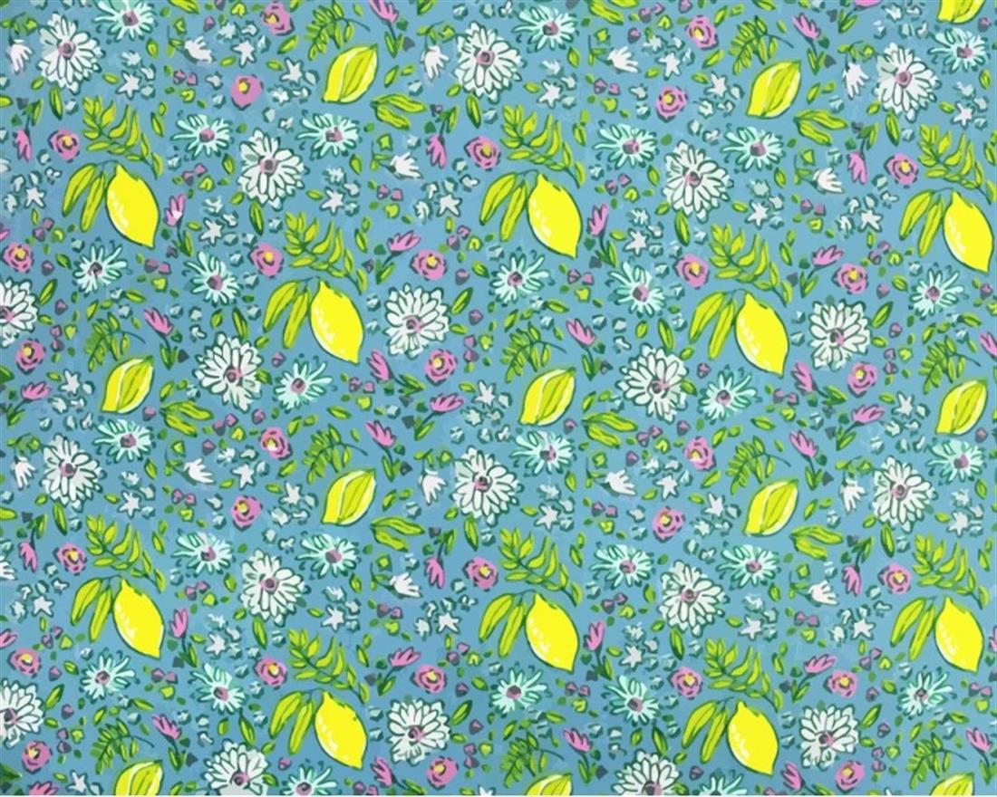 Mindy Polycotton Lemons A Bright Printed Fabric