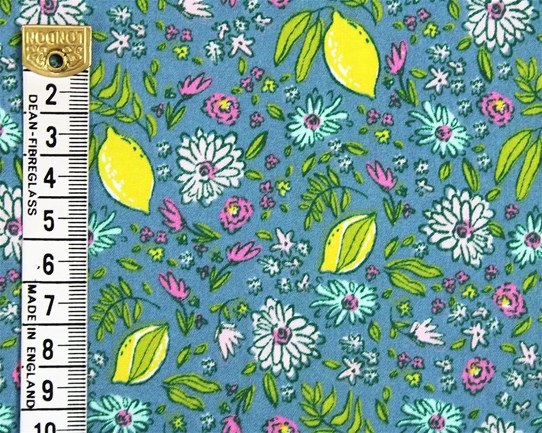 Mindy Polycotton Lemons A Bright Printed Fabric