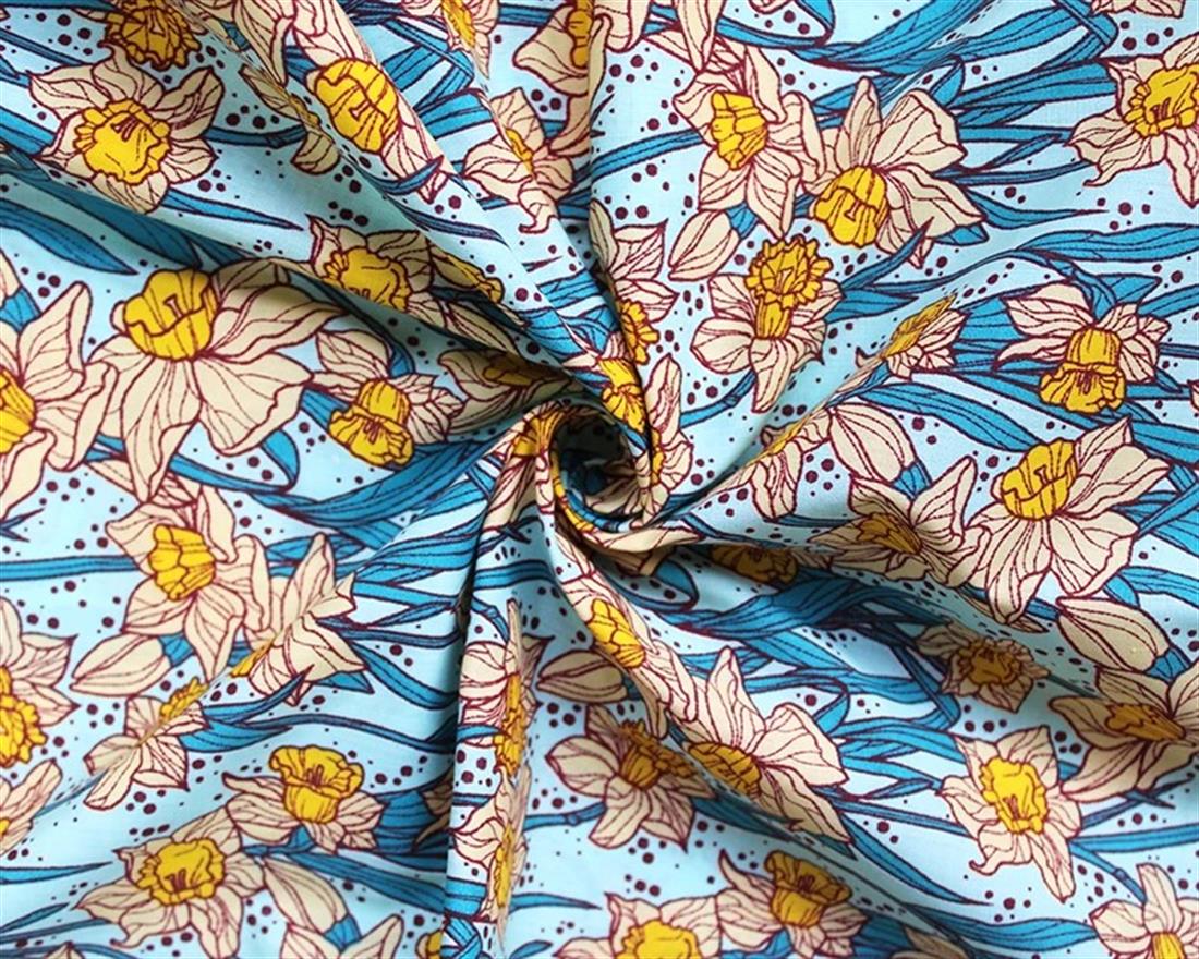Mindy Polycotton Tropical Flowers A Vibrant Fabric