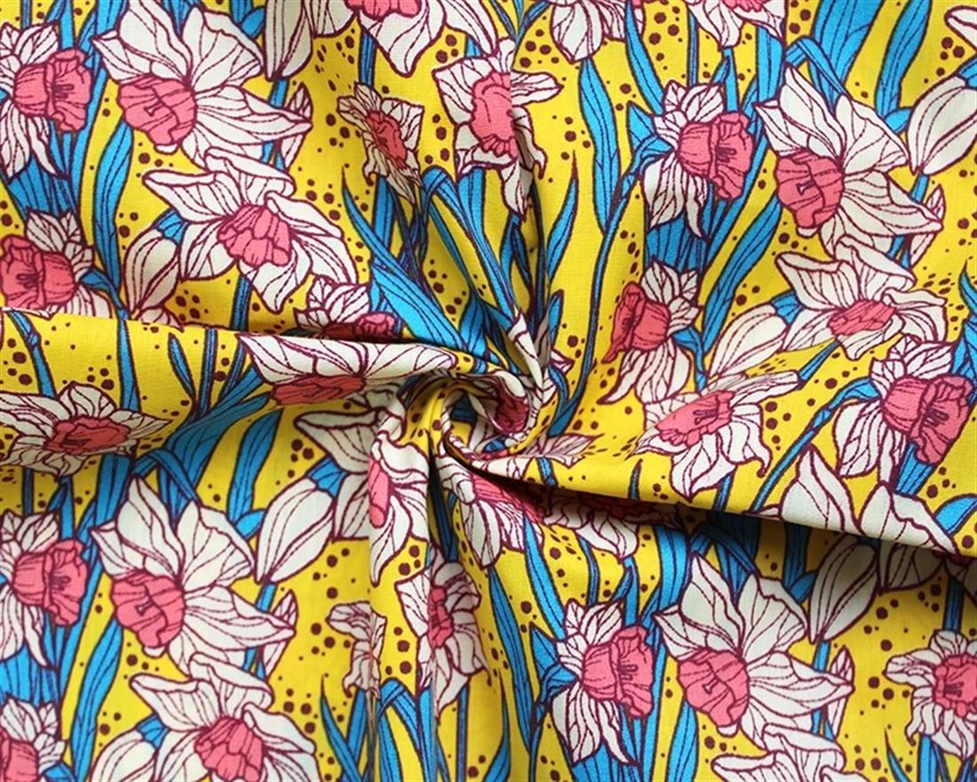 Mindy Polycotton Daffodils A Cheerful Fabric