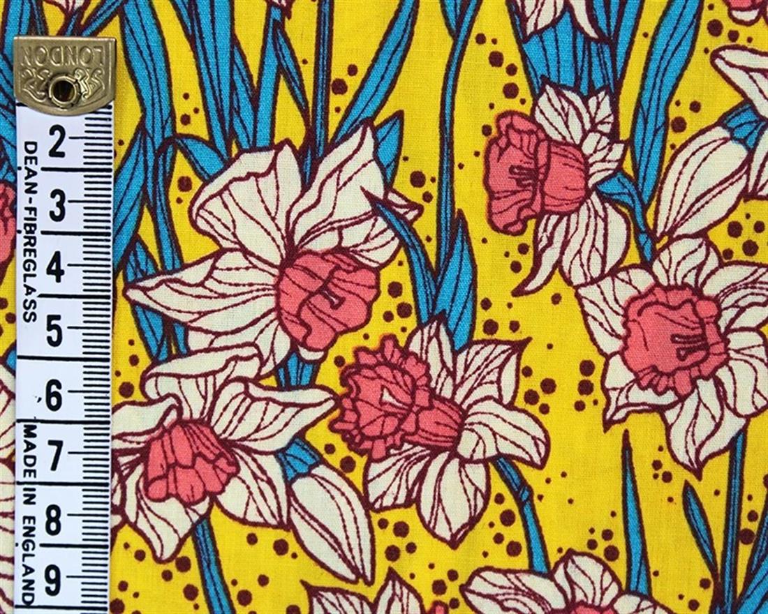 Mindy Polycotton Daffodils A Cheerful Fabric