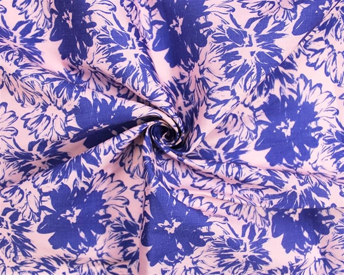 Pink Mindy Digital Polycotton Brush Flowers Is a Durable Printed…