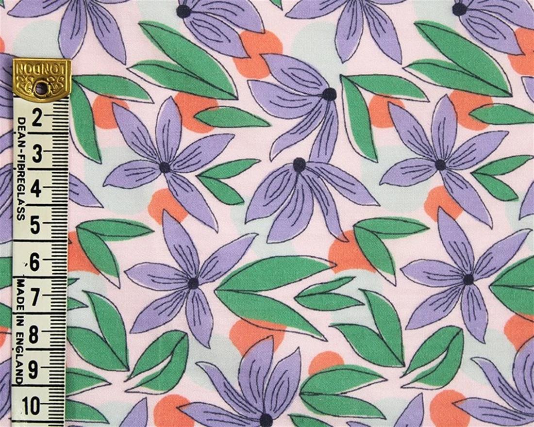Pink & White Mindy Digital Polycotton Flowers Is a Durable Printed…