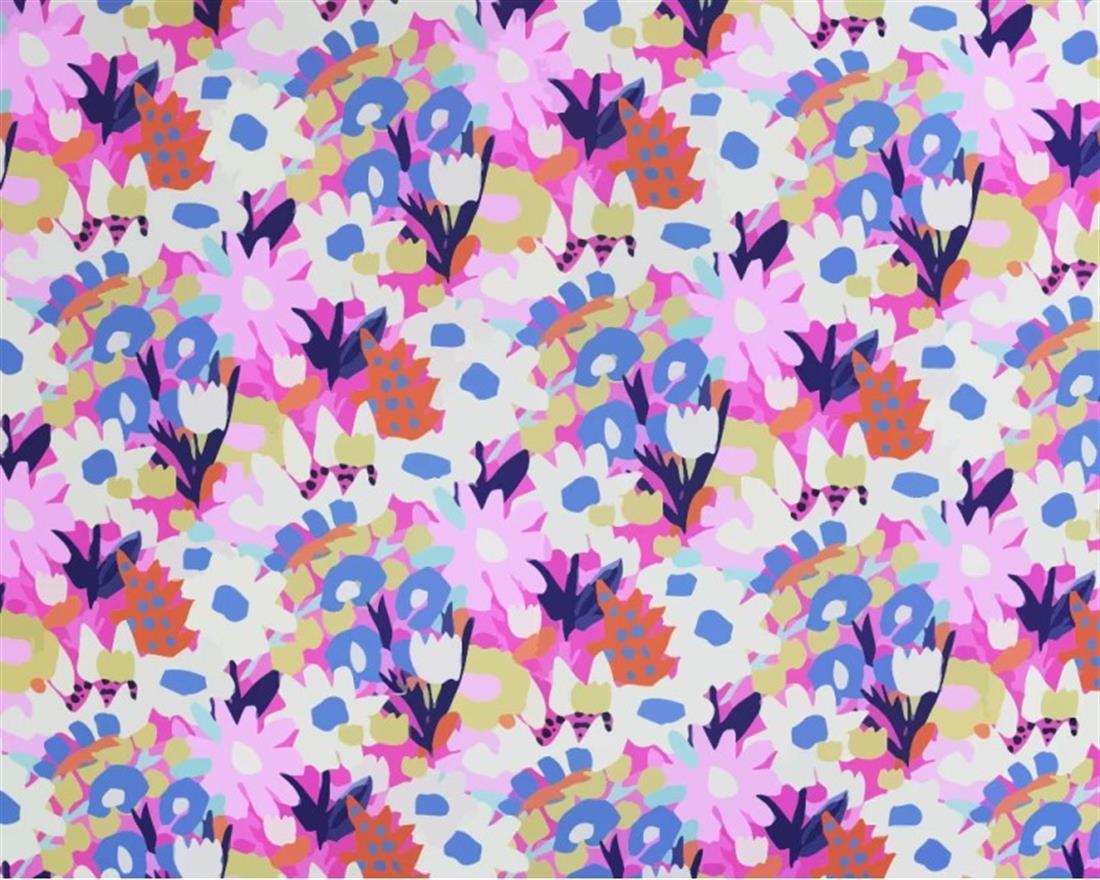 Pink Mindy Digital Polycotton Flowers Is a Durable