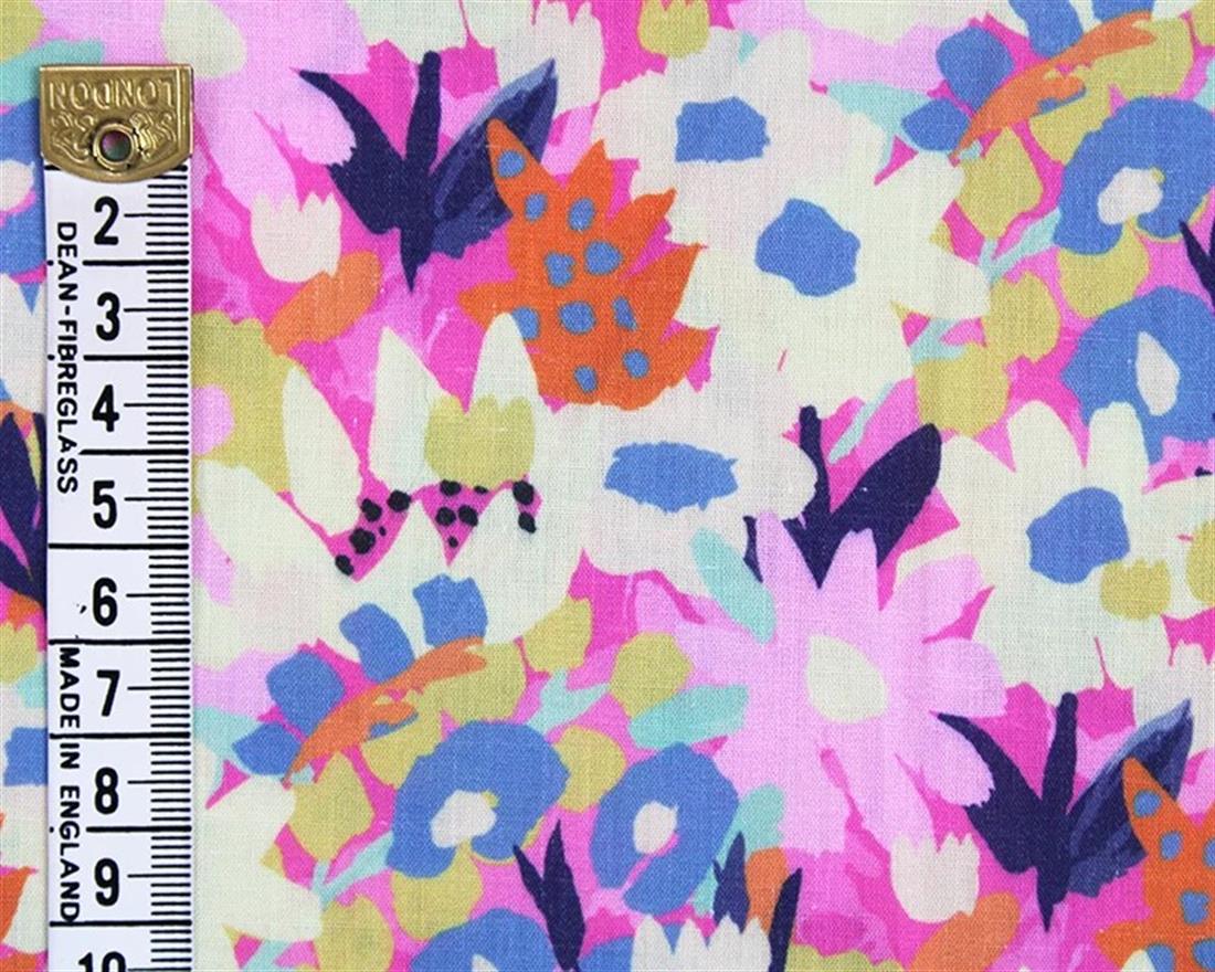 Pink Mindy Digital Polycotton Flowers Is a Durable