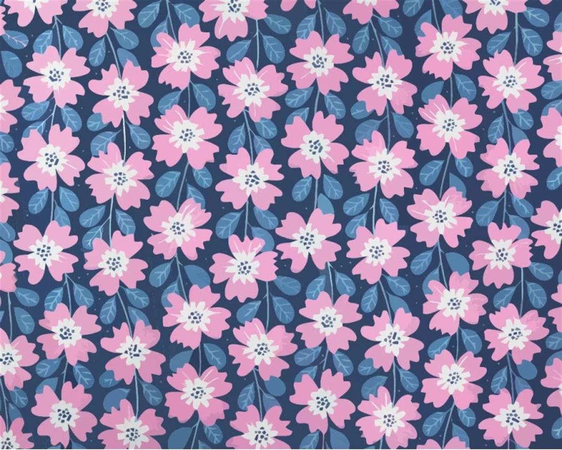 Blue Mindy Digital Polycotton Flowers Is a Durable Printed Fabric