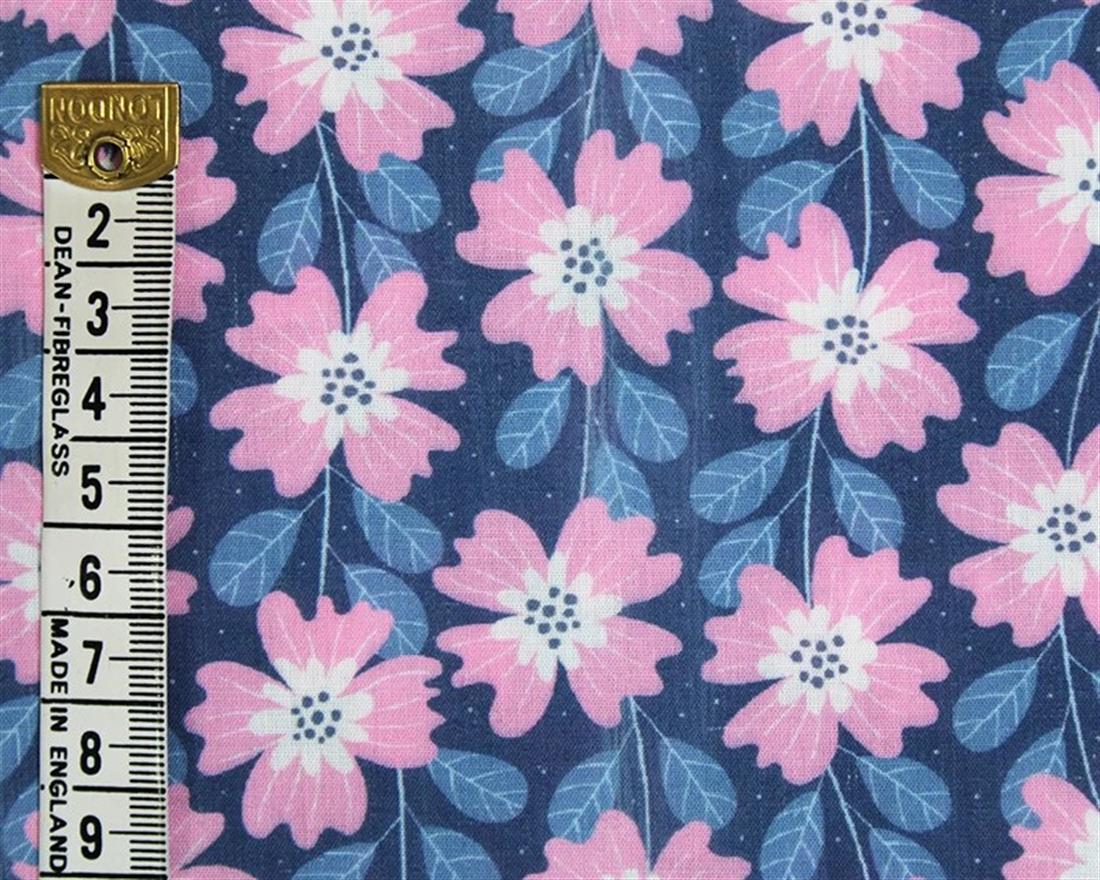 Blue Mindy Digital Polycotton Flowers Is a Durable Printed Fabric