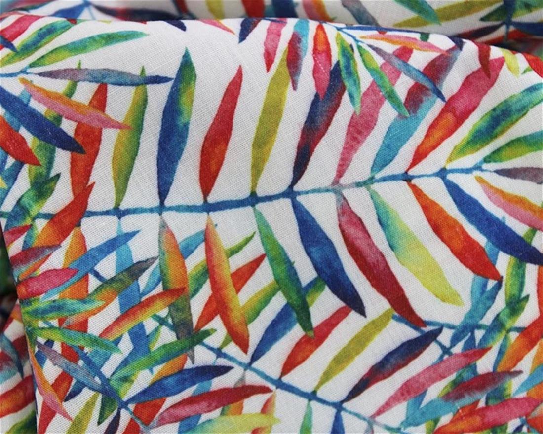 White Mindy Digital Polycotton Leaves Is a Lightweight Printed Fabric