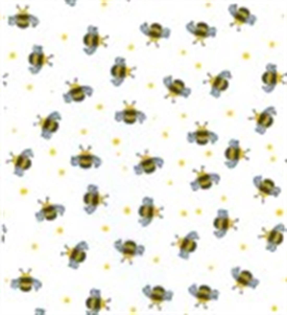 White Bees Printed Polycotton FabricOur Are Made From a Blend of…