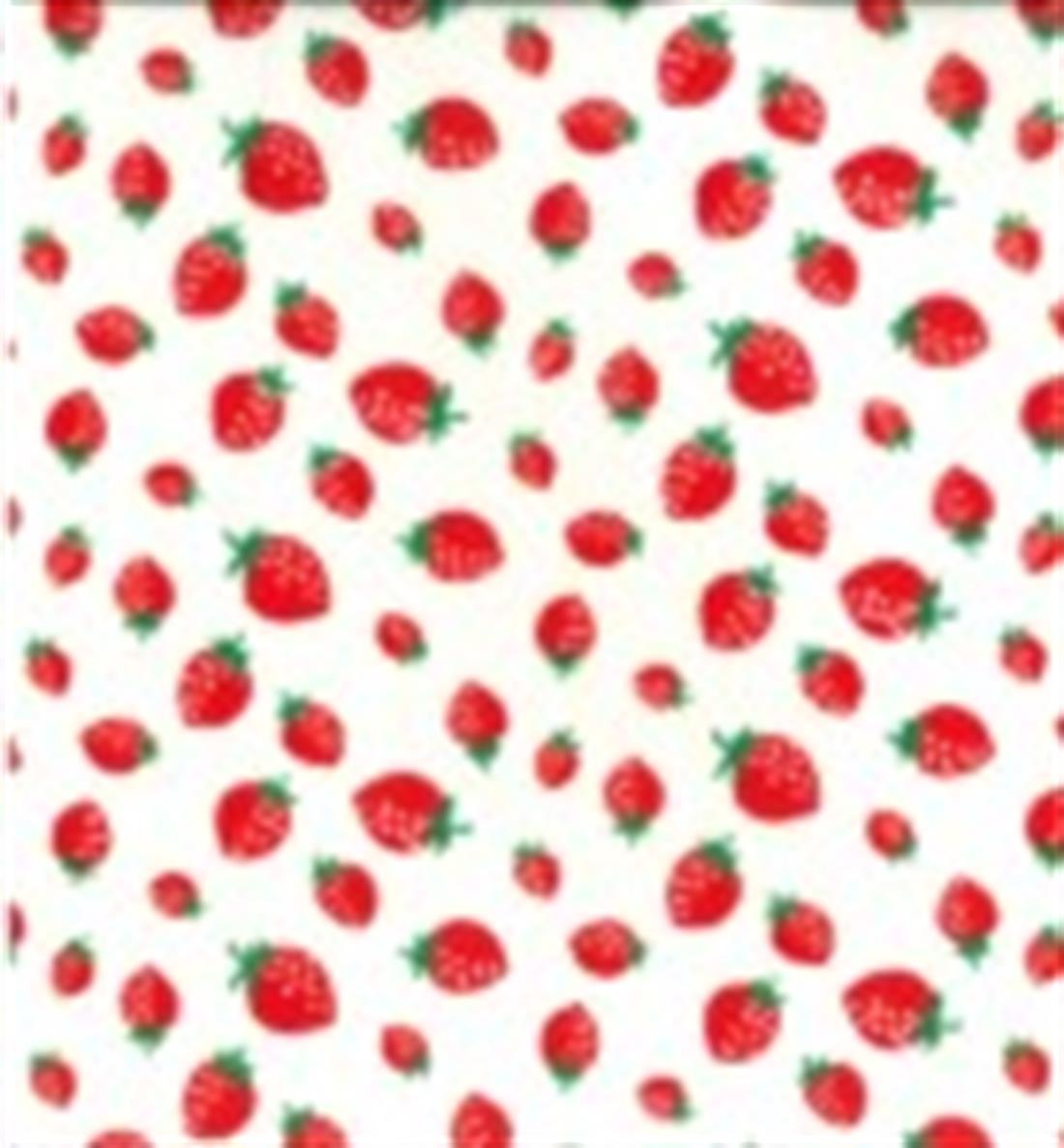 Printed Strawberry Polycotton Fabric