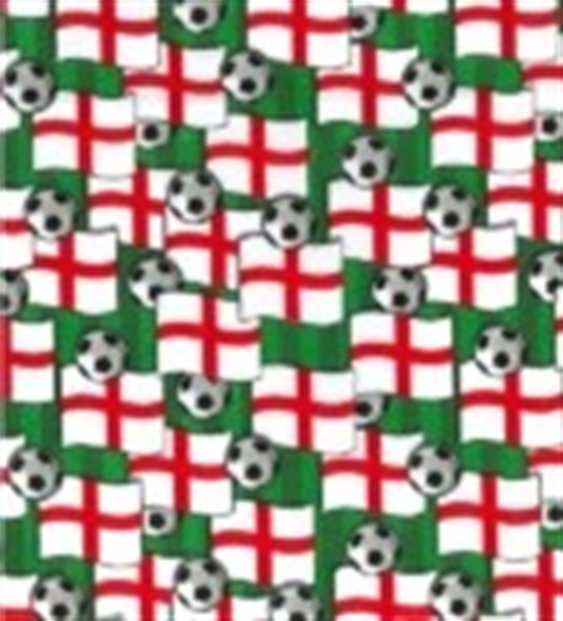White England Foorball Polycotton Printed Fabric