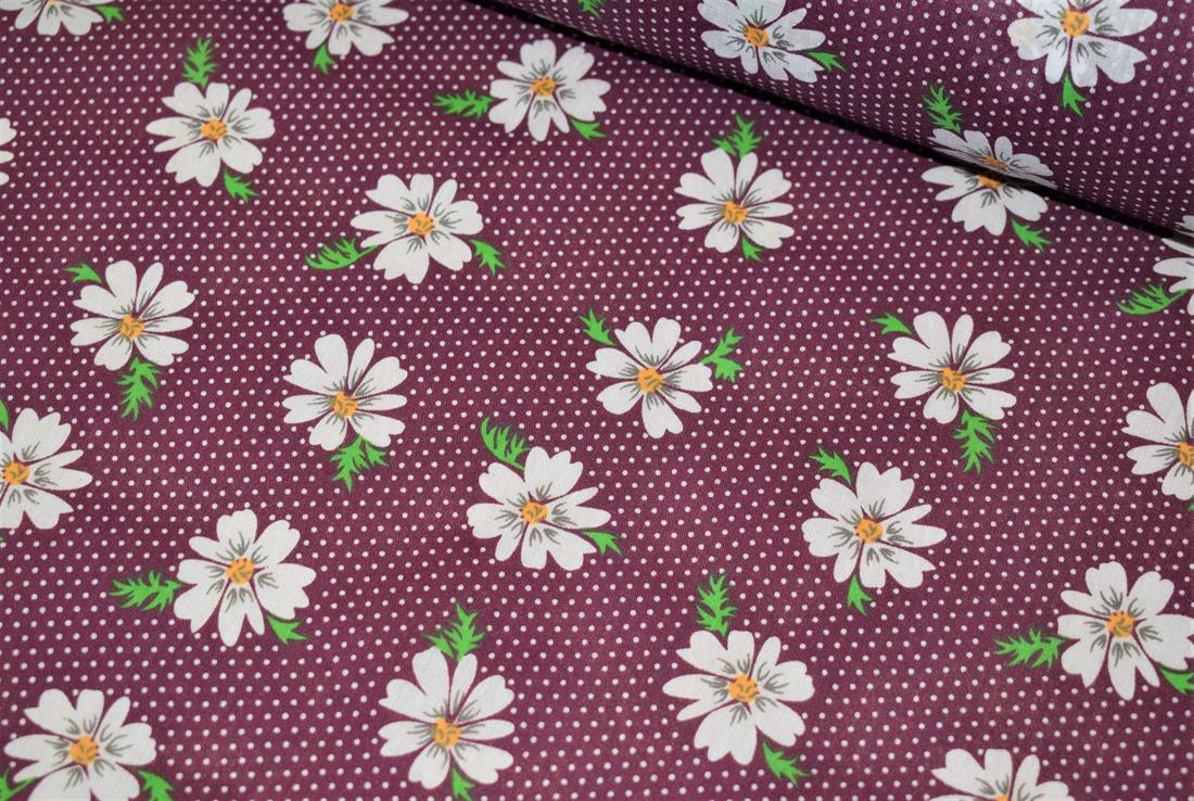 Daisy Print PolyCotton Fabric