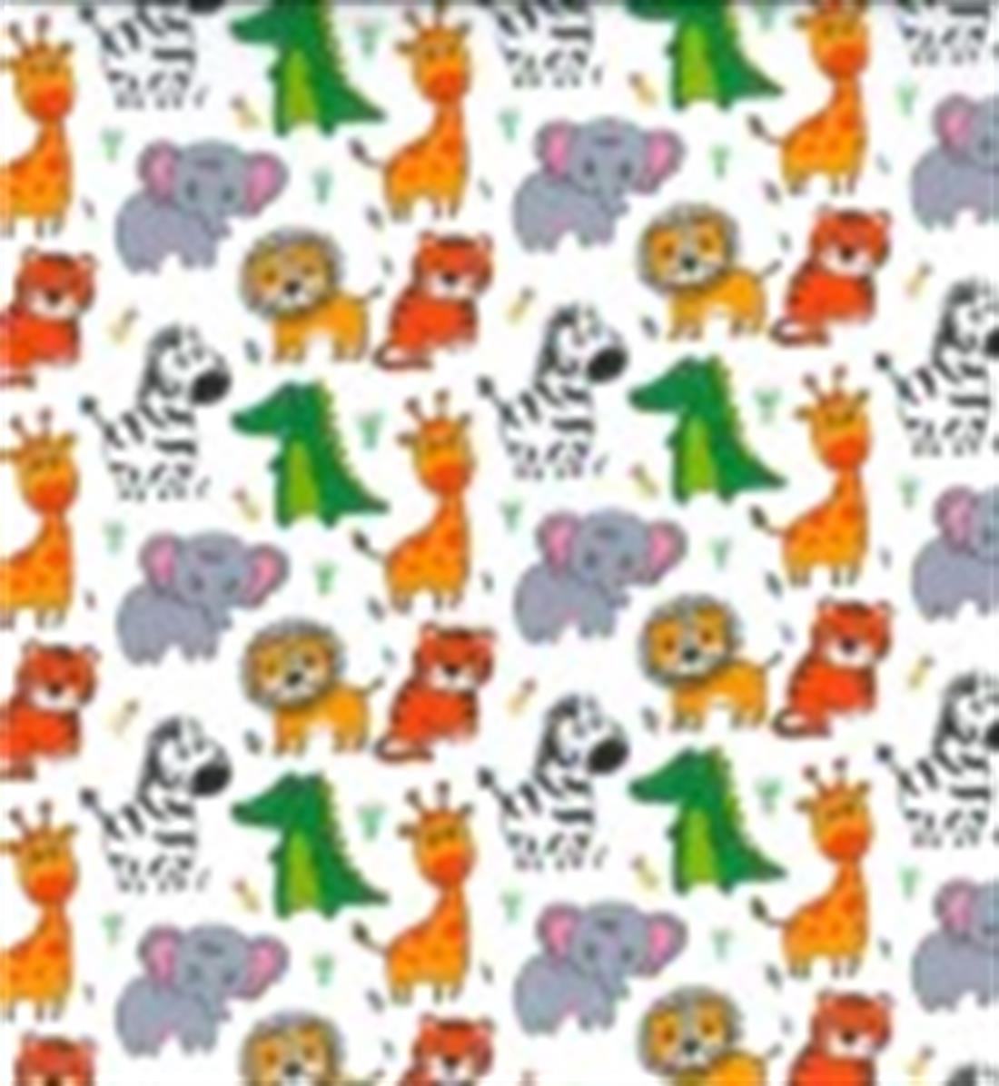 White Jungle & Safari Printed Polycotton Fabric