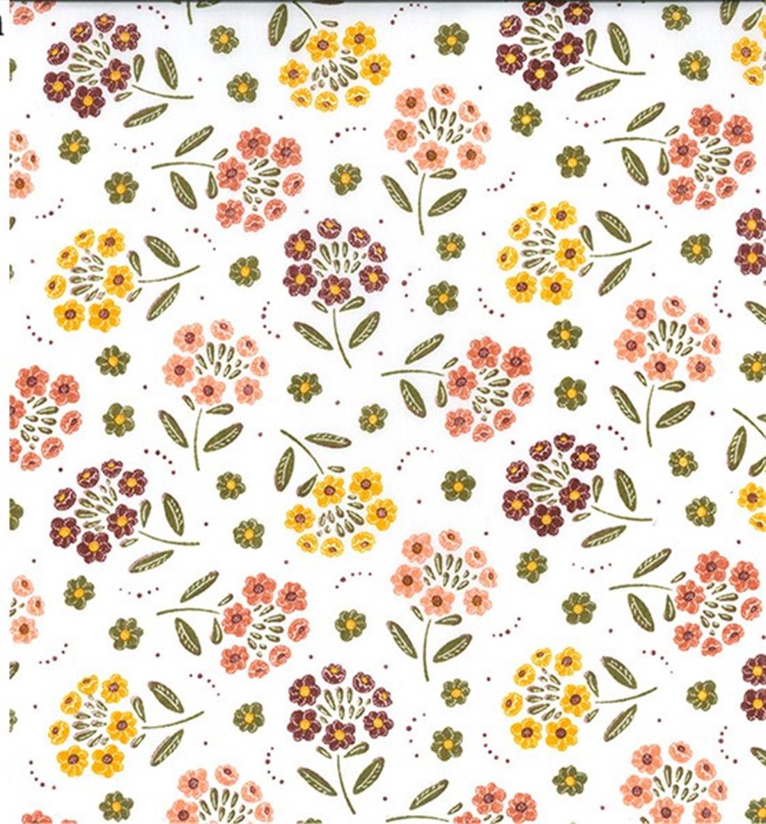 Flowers and Plants Printed Polycotton Fabric