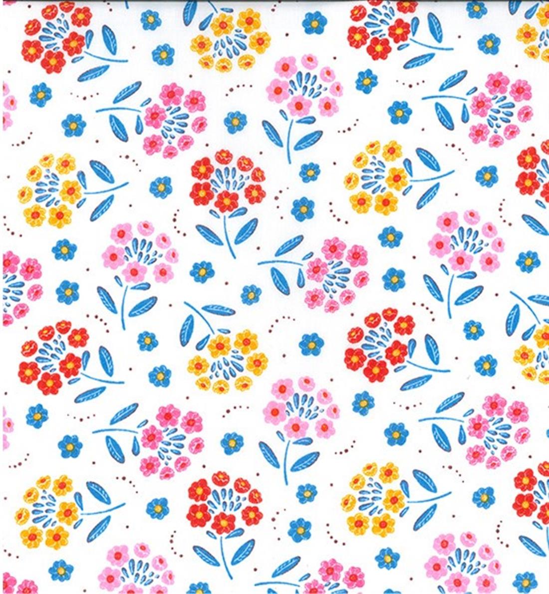 Flowers and Plants Printed Polycotton Fabric