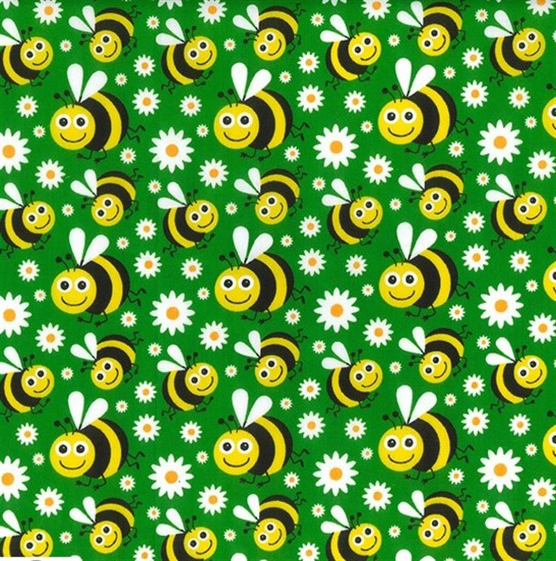 Bumble Bees Printed Polycotton Fabric