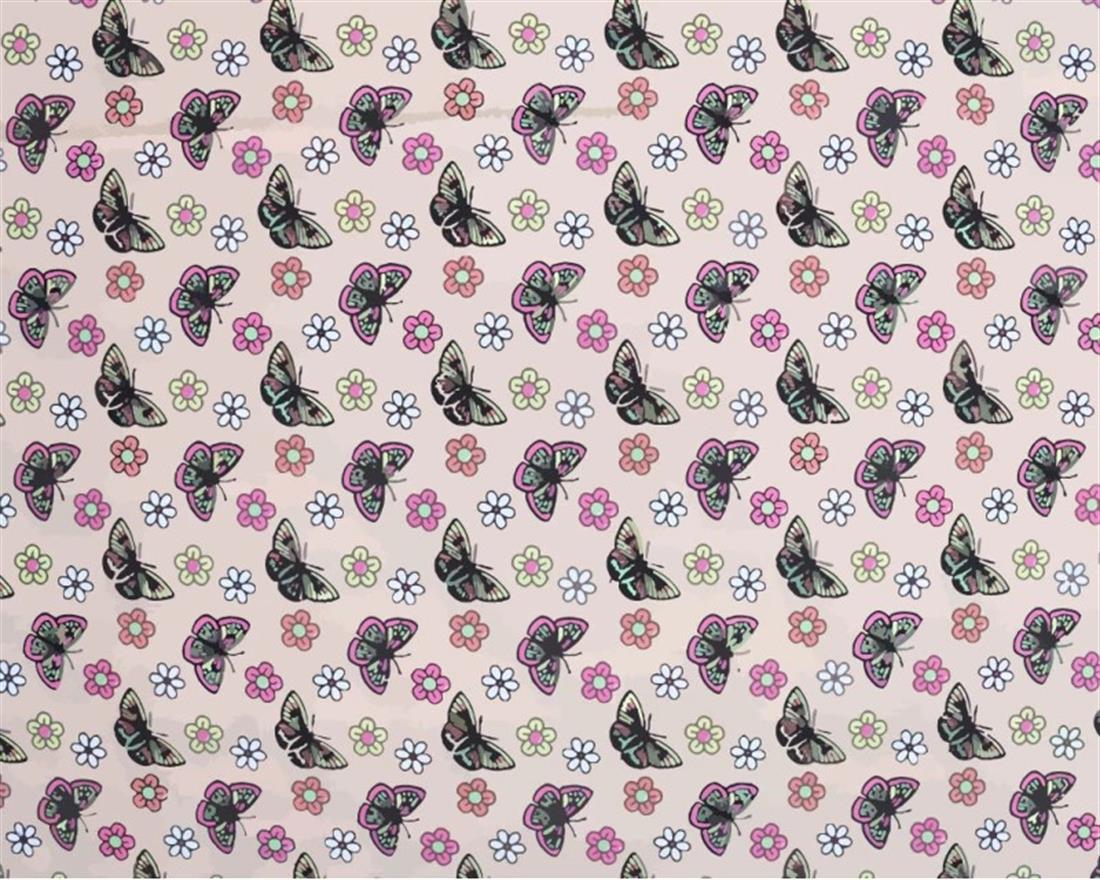Pink Digital Polycotton Butterflies A Delicate Fabric