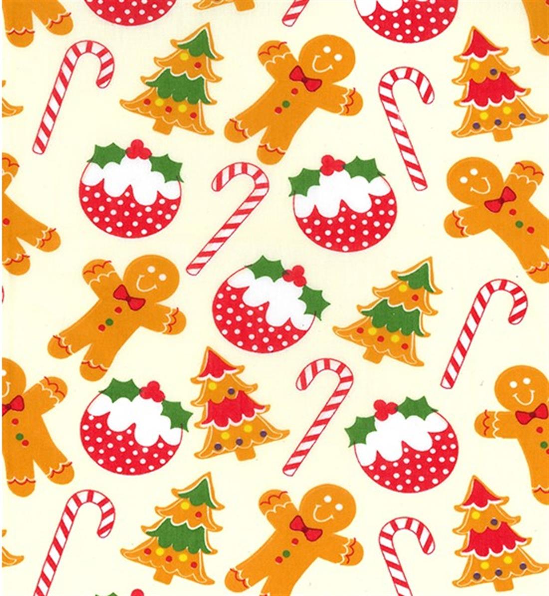 Cream Printed Polycotton Fabric