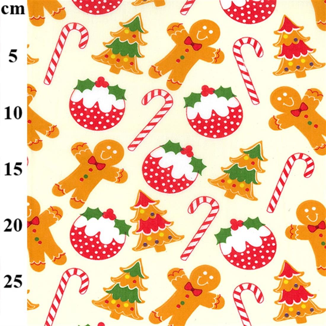 Cream Printed Polycotton Fabric