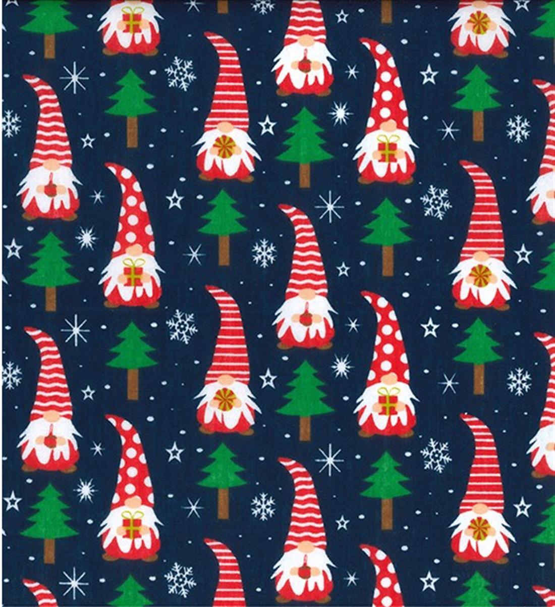 Navy Gifting Gonks Printed Polycotton Fabric
