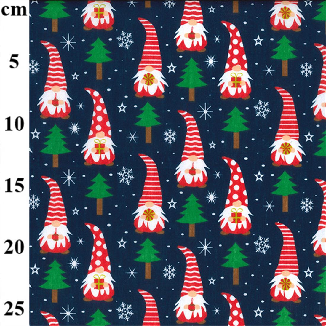 Navy Gifting Gonks Printed Polycotton Fabric