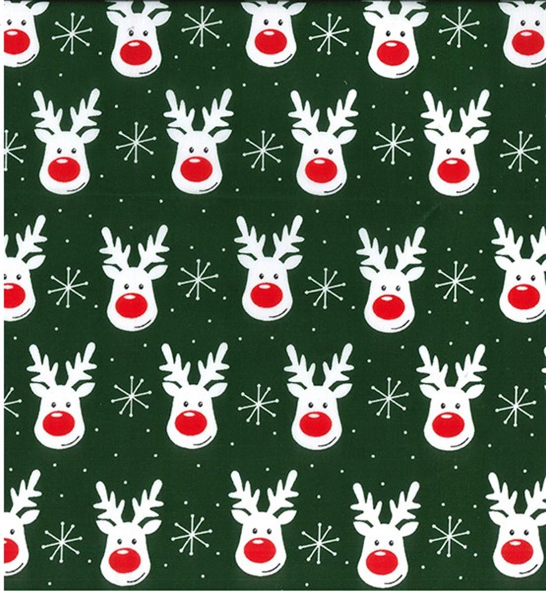 Christmas Reindeer Printed Polycotton Fabric