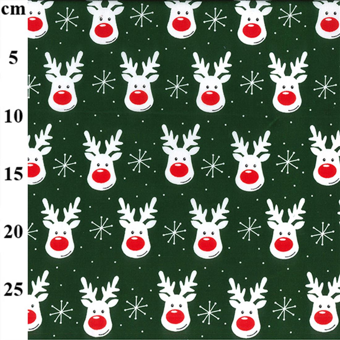 Christmas Reindeer Printed Polycotton Fabric