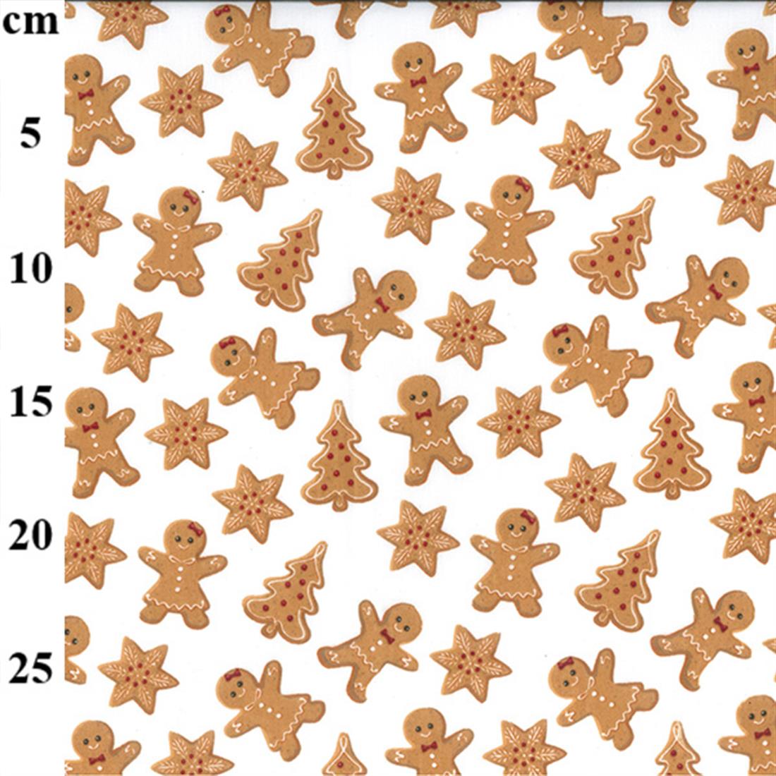 White & Beige Printed Polycotton Fabric