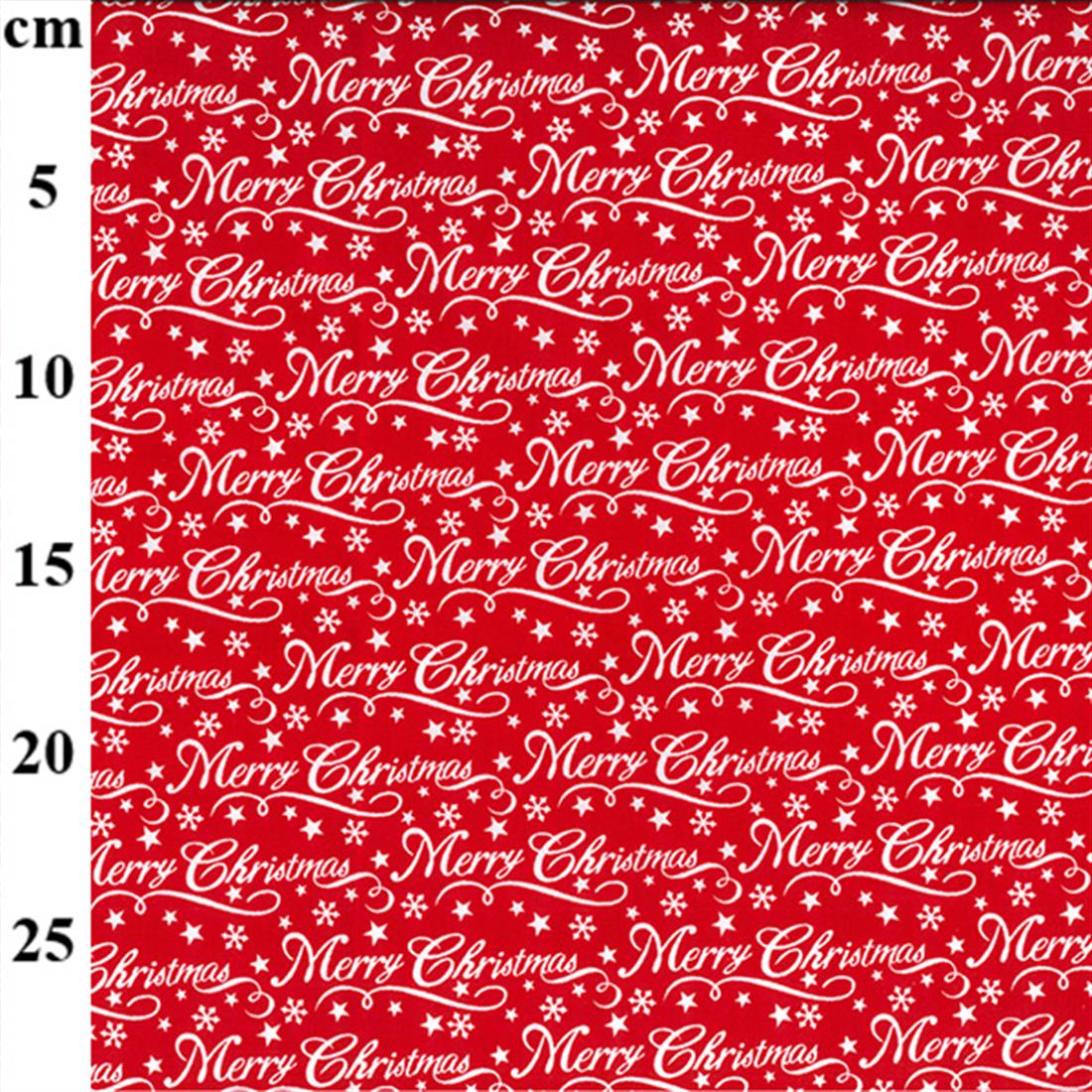 Merry Christmas Xmas Festive Printed Polycotton Fabric