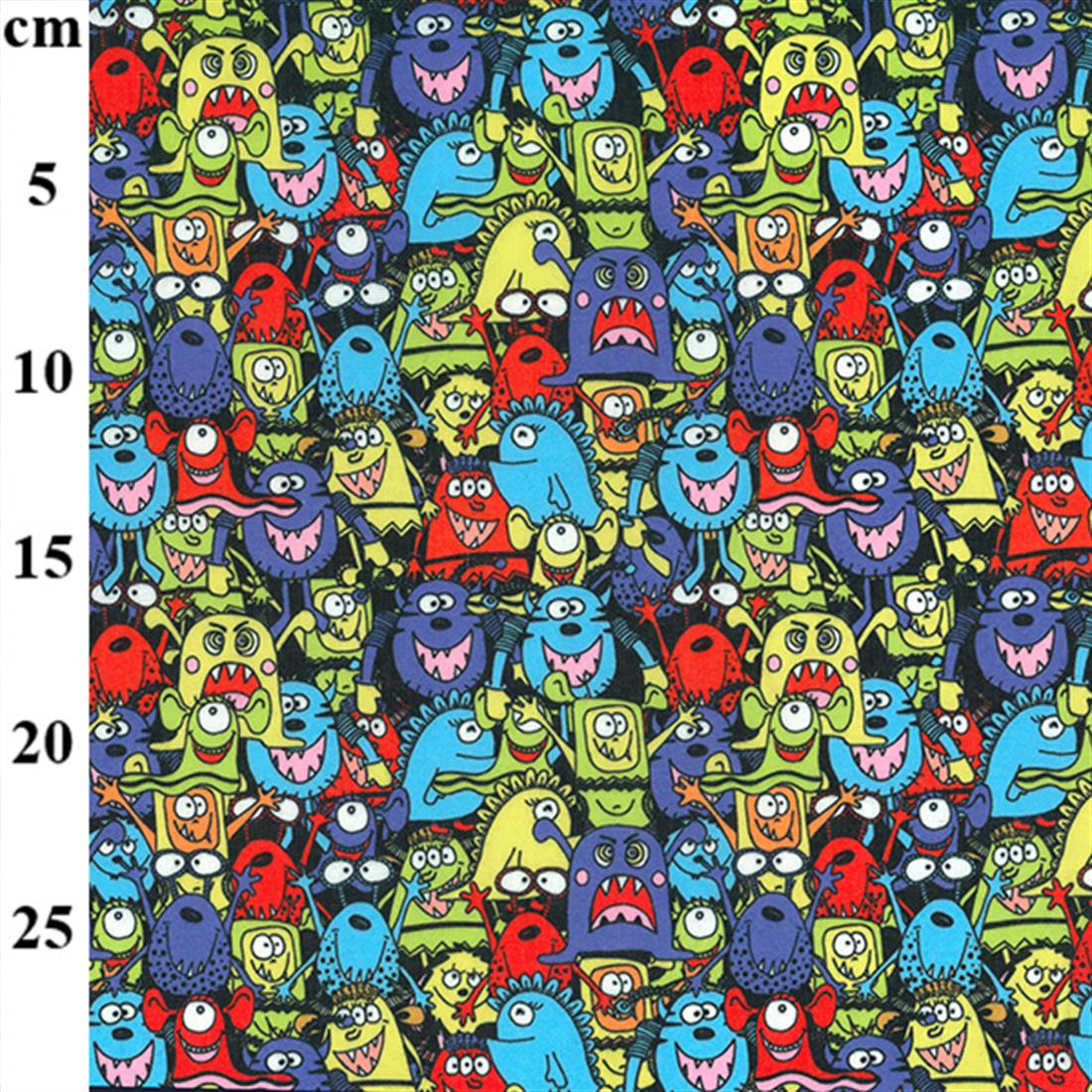 Cartoon Monsters Printed Polycotton Fabric