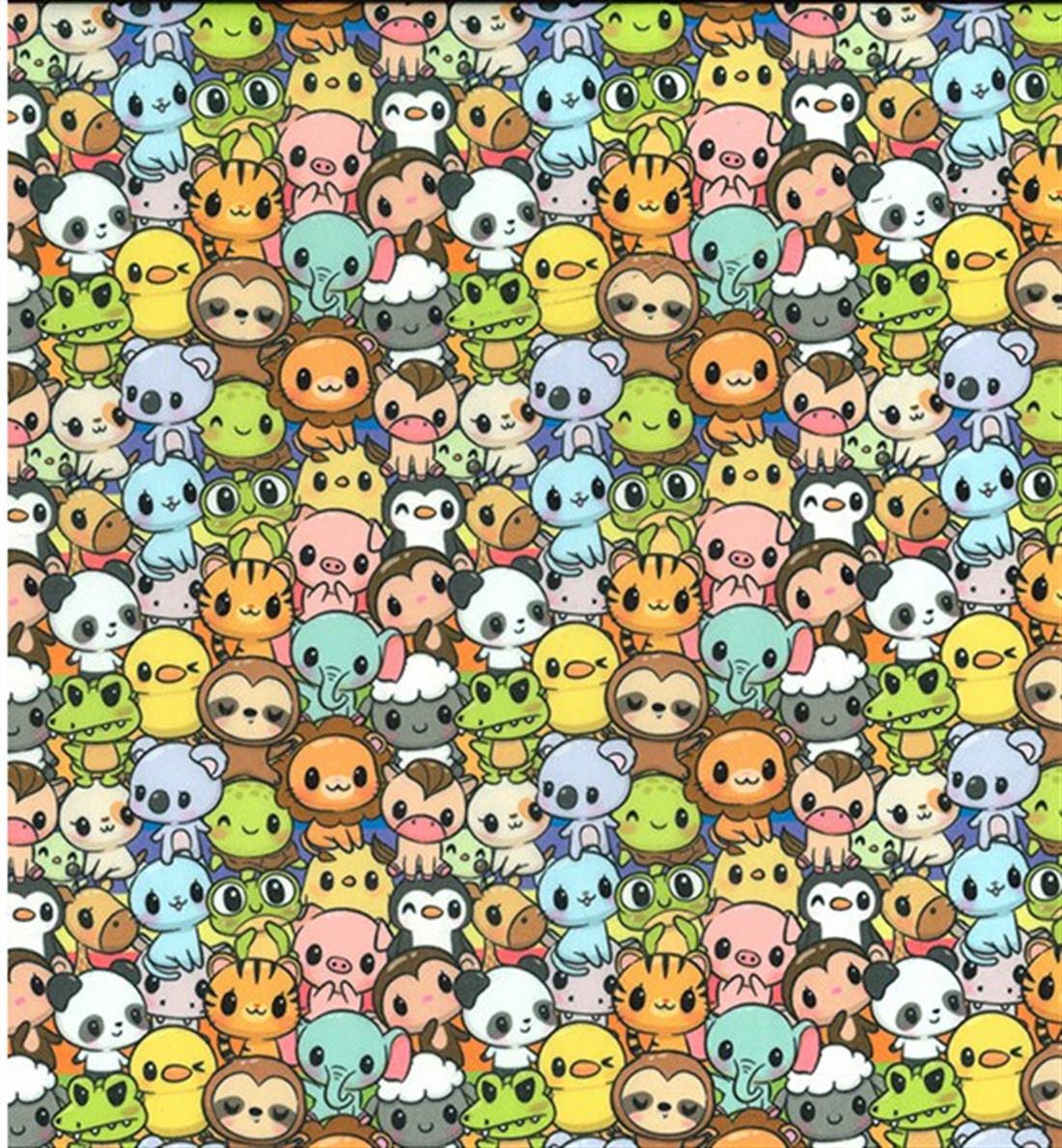 Kawaii Animals Printed Polycotton Fabric