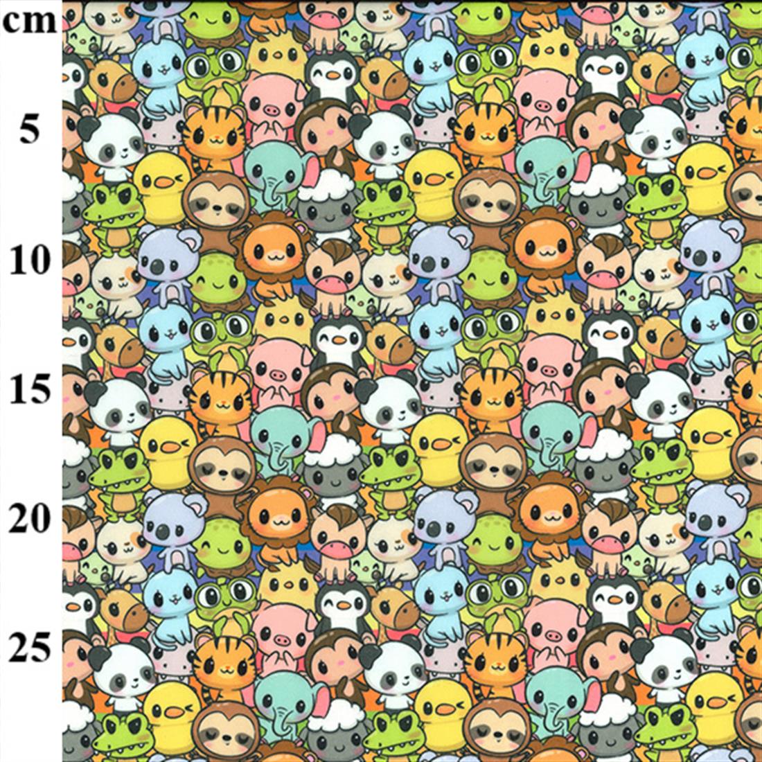 Kawaii Animals Printed Polycotton Fabric